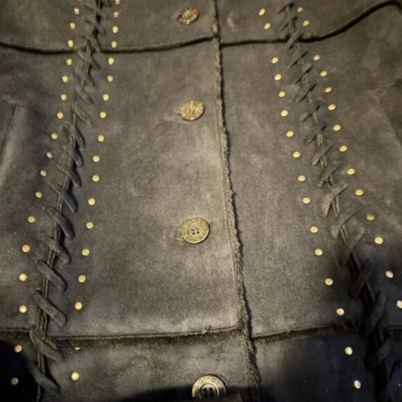 Dennis Basso Black Studded Trench Whip stitch Fur Lined Coat🆕⌚📦🏃💨🚚 - Picture 5 of 16